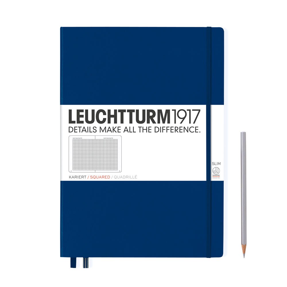 Leuchtturm 1917 Master Slim A4+ Hardcover Notebook 121ct – Navy – Grid